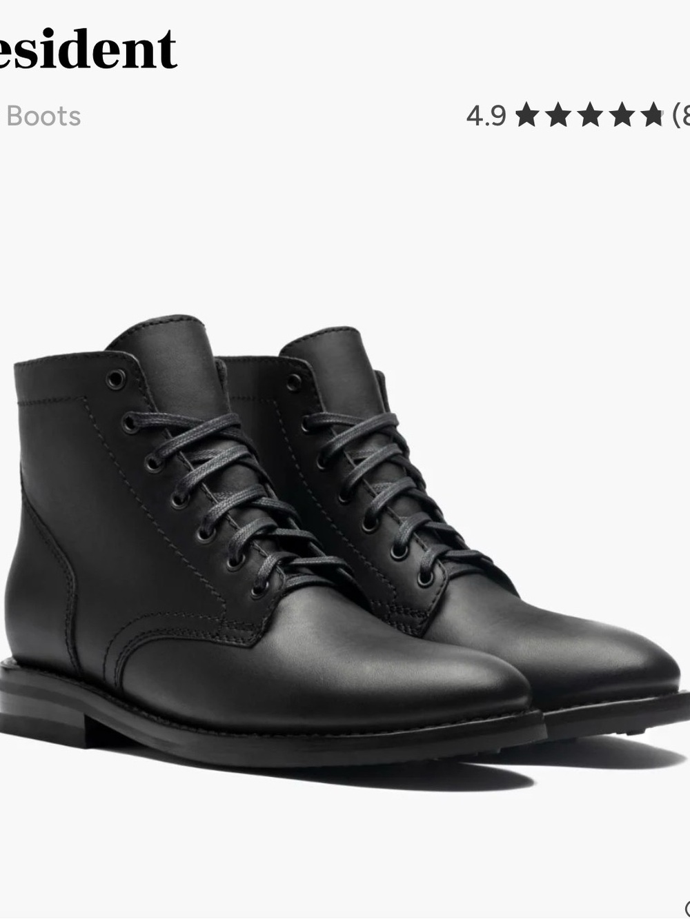 Thursday Boot Co. President Men's Black Leather Lace-Up Boots